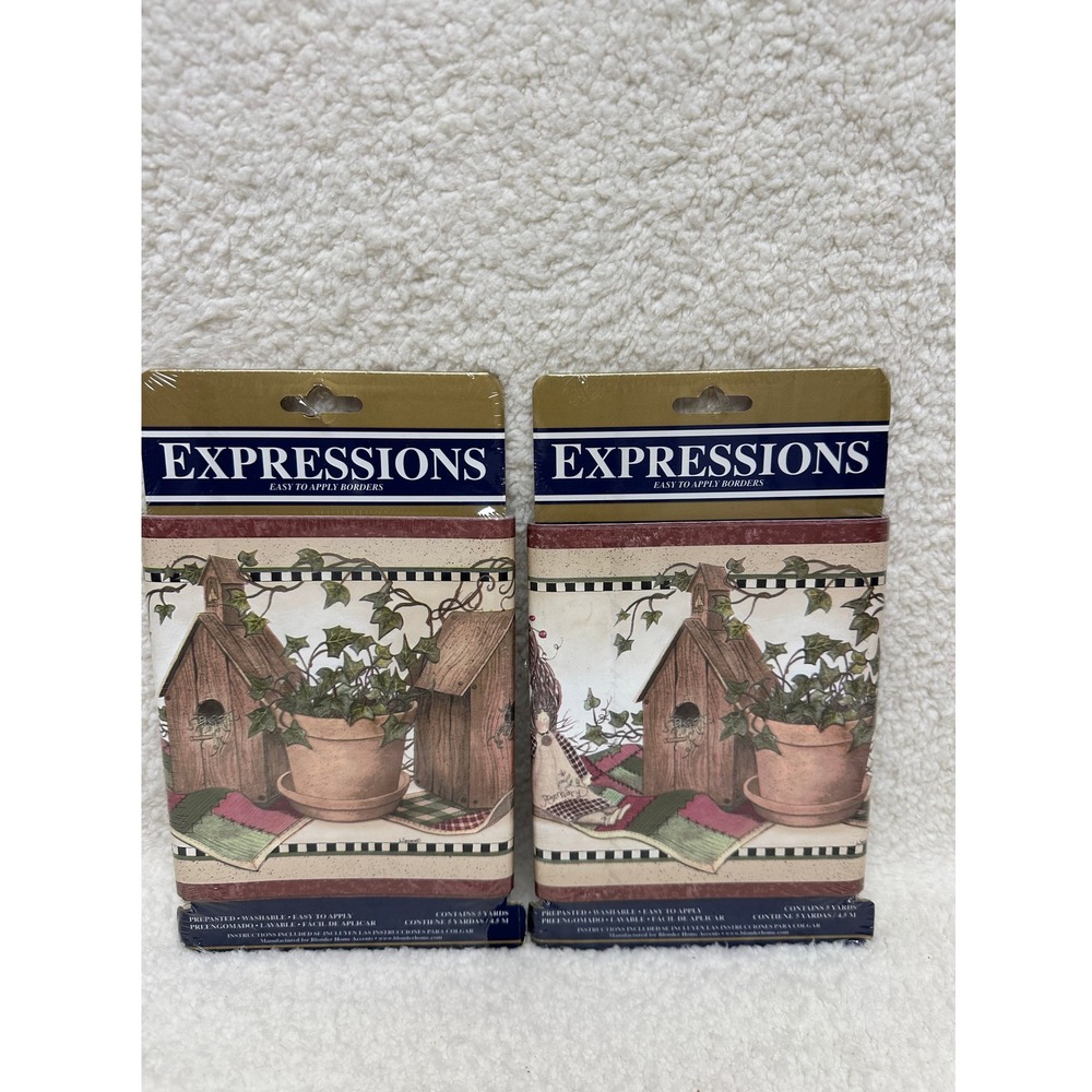 Expressions Wallpaper Border Angels & Ivy Birdhouse Country SB10141B 2pk